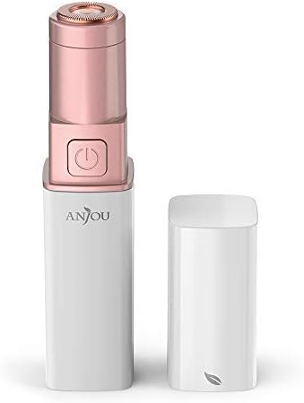 Facial Hair Remover, Anjou Battery Powered Painless Facial Hair Trimmer for Lips, Chin, Fingers, Cheeks, IPX 6 Waterproof, Portable, Pearl White