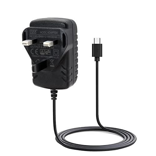 PremierAdapter 5V 2A USB C Wall Charger with UK 3PIN Adapter for Samsung Galaxy S8, S8 Plus, Note 8, LG G5, G6, HTC 10, Nexus 6P, 5X and Other Type-C 5V Supported Device (Black) (5V2A)