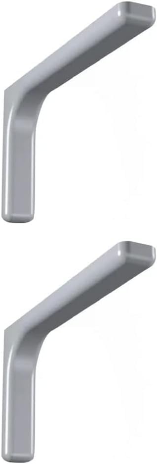 Pair of Coated Metal Shelf Brackets - Corner Brackets Wall Shelves - L-Shelf Support - Including Fixing Screws and Coloured PVC Cover (12 cm, White)