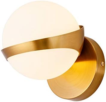 PeiQi Modern Glass Wall Lights, E14 Hardwired Creative Nordic Simple Golden Iron Metal Holder Wall lamp for Restaurants Study Loft Bedside lamp-A 15x16x18cm