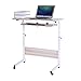 Folding Laptop Table TV Tray Mobile Side Table, Adjustable Movable with Wheels, Portable Laptop Stand for Bed Sofathumb 1