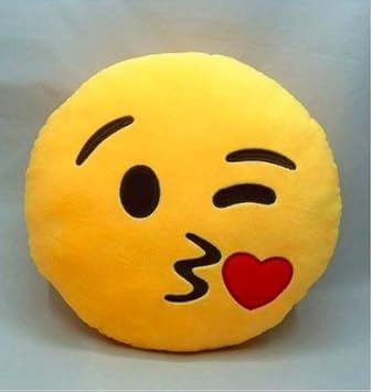 AK Creations Cotton Hand Made Smily Pillow Special for Kids and Girls (Yellow)
