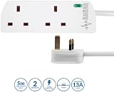PRO ELEC PELB1950 2 Gang Surge Protected Extension Lead White 5m view 2