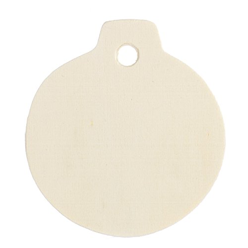 Package of 12 Flat Back Unfinished Wood Ornament Cutouts for Kids Crafting, Holiday Embellishing and Creating