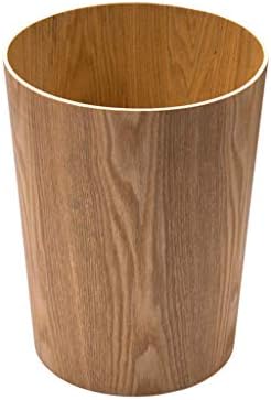 Simple Wooden Trash Can, Home Living Room Bedroom Outdoor Bathroom Kitchen Open Garbage 10L (Color : Gray)