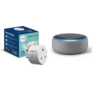 Echo Dot (Grey) bundle with Wipro 10A smart plug for small appliances
