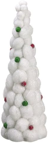 Allstate Unlit Whimsical Snowball Glitter Table Top Christmas Topiary Tree 24