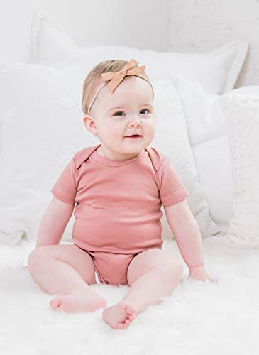 Colored Organics Unisex Baby Organic Cotton Bodysuit - Short Sleeve Infant Onesie - Dusty Rose - 3-6M