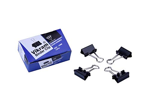 Vikram 19 mm Paper Holding Binder Clips- (12 Pcs X 12 Box)- 144 Pcs