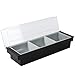 SHANGPEIXUAN Condiment Caddy with Lid Dispenser Tray Bar Fruit Caddy 3 Tray Plastic Garnish Station Great for Home Restaurant Buffets Bars Picnics Refrigerator Barbecue Catering