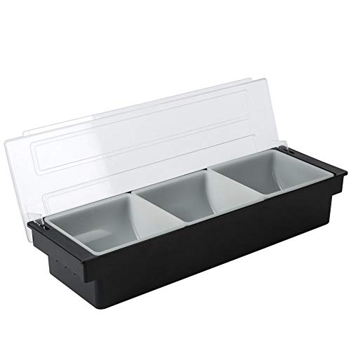 SHANGPEIXUAN Condiment Caddy with Lid Dispenser Tray Bar Fruit Caddy 3 Tray Plastic Garnish Station Great for Restaurant Buffets Bars Picnics Refrigerator Barbecue Catering(Condiment Dispenser 3 Tray)