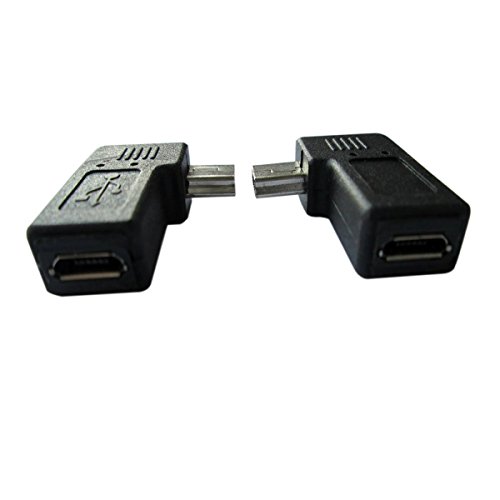 Akak Store USB 2.0 Adapter Plug1 Pair 90 Degree Left and Right Angle Mini USB Male to Micro USB Female Connector Adapter