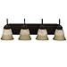Four Globe Bathroom Vanity Light Bar Bath Fixture, Oil Rubbed Bronze Alabaster Glass