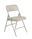 National Public Seating 1200 Series Steel Frame Upholstered Premium Vinyl Seat and Back Folding Chair with Double Brace, 480 lbs Capacity, Warm Gray/Gray (Carton of 4)