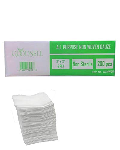 200 PCS ( 2 "X 2" ) Premium 4-laags niet-geweven, niet-steriele spongegaas Pad-Dental, salon, universele gaassponspads - ( 1 verpakking ) -Wit