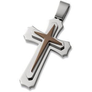 Large Stainless Steel and Chocolate IP Cross. 