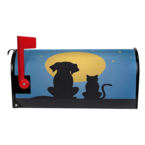 CUTEXL Magnetic Mailbox Covers Animal Cat Dog Moon Mailbox Letter Post Box Cover Wrap Garden Yard Home Decor Standard Size 20.7"x18.03"