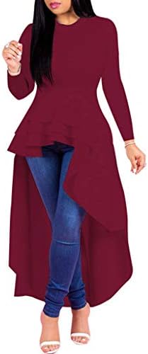 FORUU Women Short Sleeve High Low Peplum Dress Bodycon Casual Party Club Dress