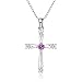 NABTYJC Sterling Sliver Cross Pendant Necklace Amethyst Cubic Zirconium Necklace Christ Jesus Necklace