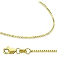 Solid 14k Yellow Gold Box Chain Necklace with Secure Lobster Clasp 1mm 22"