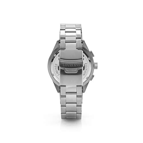 LOUIS-XVI-Herren-Armbanduhr-Orlans-Stahlband-Silber-Schwarz-Chronograph-Analog-Quarz-Edelstahl-920