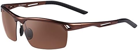War Jeep Semi-rimless Aluminum Magnesium Polarized Driving Sunglasses Z8550 (Coffee Frame Brown Lens)