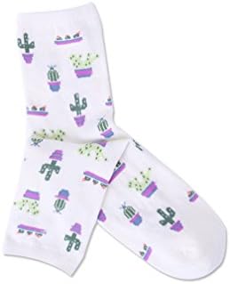 Harajuku Cute Pastel Socks Cactus Pattern (White)