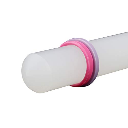Domccy Kitchen Baking Cooking Crafts Fondant Sugarcraft Cake Dough Decorate White Non Stick Guide Rings Roller Rolling Pin Tools - Thumbnail 2