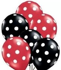Red and Black Balloons with White Polka Dots (6 Pieces)