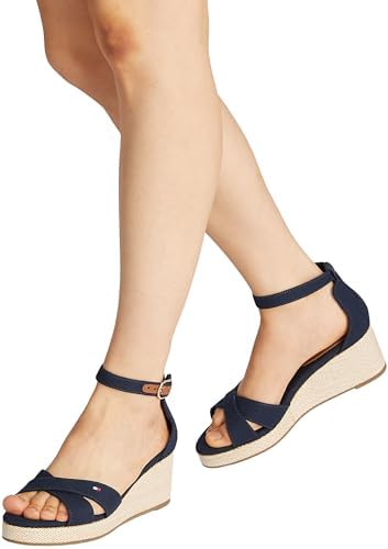 Donna Espadrillas Wedge Flag Criss-Cross Mid con Cinturino alla Caviglia, Blu (Space Blue), 40