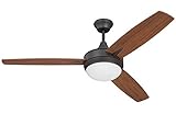 Craftmade 3 Blade Ceiling Fan with Dimmable LED Light and Wall Control TG52ESP3 Targas 52 Inch Espresso