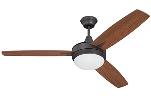 Craftmade 3 Blade Ceiling Fan with Dimmable LED Light and Wall Control TG52ESP3 Targas 52 Inch Espresso