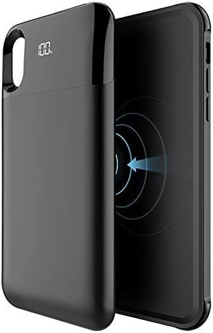 NUNET Nucharger Battery Case for iPhone Xs Max 5500 mAh Slim Wireless Charger Case Rechargeable Extended Charging Case Magnetic Full Cover for Apple Mobile Phone Xs Max, Black