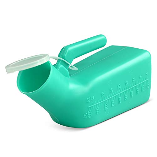 Seneme Portable Male Urinal Pee Bottles with Lid 32oz./1000mL, Urinals for Men (2 Pcs)