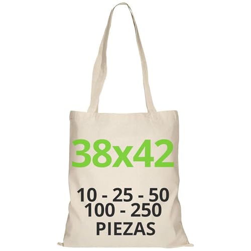 URBAN 5884 Cotton Bag 38 x 42 cm, Pack of Blank Bags, Long Straps, Durable Fabric Bags, Reusable Shopping Bag for Printing or Painting, natural, standard size, reusable shopping bag