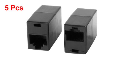 uxcell 5 Pcs Black 8P8C RJ45 to RJ45 Female/Female Ethernet Inline Connector