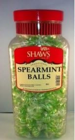 WJ Shaws Spearmint Balls 2KG JAR Old Sweet Shop Style