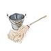 EatingBiting Dollhouse Miniature 1:12 Scale Fairy Garden Furniture Retro Vintage Mop with Bucket Set 2pcs, Dollhouse Miniature Doll Furniture Accessories Gifts