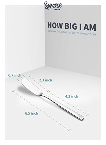 Sweese 3704 Butter Spreader Knife, Sandwich Cream Cheese Condiment Knife spreader Set - 304 Stainless Steel Dishwasher Safe, 6.5 Inch - Set of 4