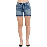 Judy Blue Women's Tummy Control Vintage Wash Shorts – High-Waisted, Stretch Denim, Release Hem, Flattering Fit - 150299