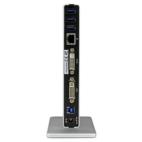 StarTech.com USB Docking Station - Universal USB 3.0 Dock - Dual DVI Monitor with HDMI and VGA Adapters - Ethernet/USB Hub/Audio