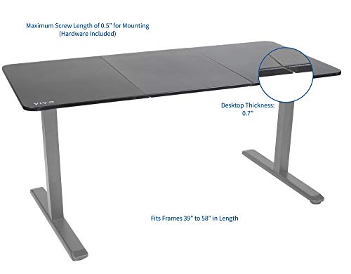 VIVO Universal Black Table Top Designed for Height Adjustable Electric and Manual Standing Desk Frames up to 58" | Three Section Desktop (DESK-TOP2B)