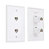 Cable Matters 2-Pack 2-Port Keystone Jack Wall Plate with Cat6 RJ45 Insert, Cat6 Ethernet Wall Plate in White