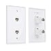 Cable Matters 2-Pack 2-Port Keystone Jack Wall Plate with Cat6 RJ45 Insert, Cat6 Ethernet Wall Plate in White