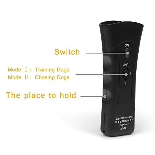 Humutan Handheld Dog Repeller, Dual Channel Electronic Animal Repeller, Handy Ultrasonic Dog Training Pet Bark Stopper for Outdoor Camping Garden