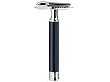 Muhle Closed Comb Double Edge Safety Razor, R106, Chrome Plated Metal, Black Resin