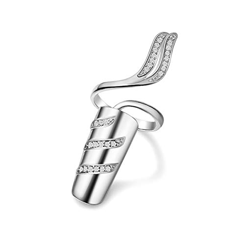 Uloveido Women Index Finger Nail Ring Fingernail Rings Crystal Rhinestone Nail Cap Cover Ring Nail Art Charm for Women Girls SZ287-1 (Platinum)