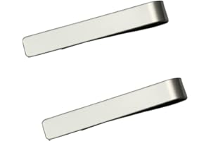 2 Pack Men's Tie Clips - Skinny Bar for Mens, Stainless Steel Pin Clasp Classic Necktie Bar Set for Business Wedding Meeting 