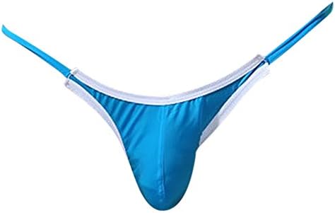 MNBS Men's Silk side tie Sexy String Bikini Thong Briefs Underwear,Blue
