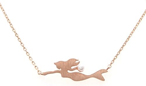 LAONATO .925 Sterling Silver Little Mermaid Pendant Necklace, 17.5 inches